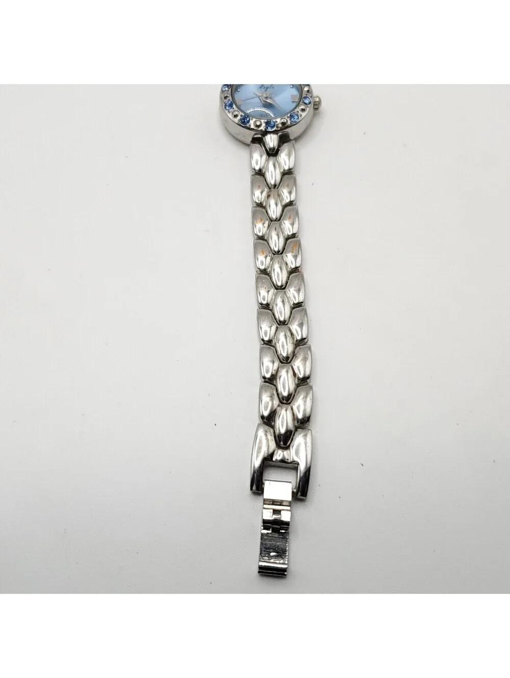 Anylu Quartz Blue Dial And Gem Bezel 21mm Womens Watch New Battery 7